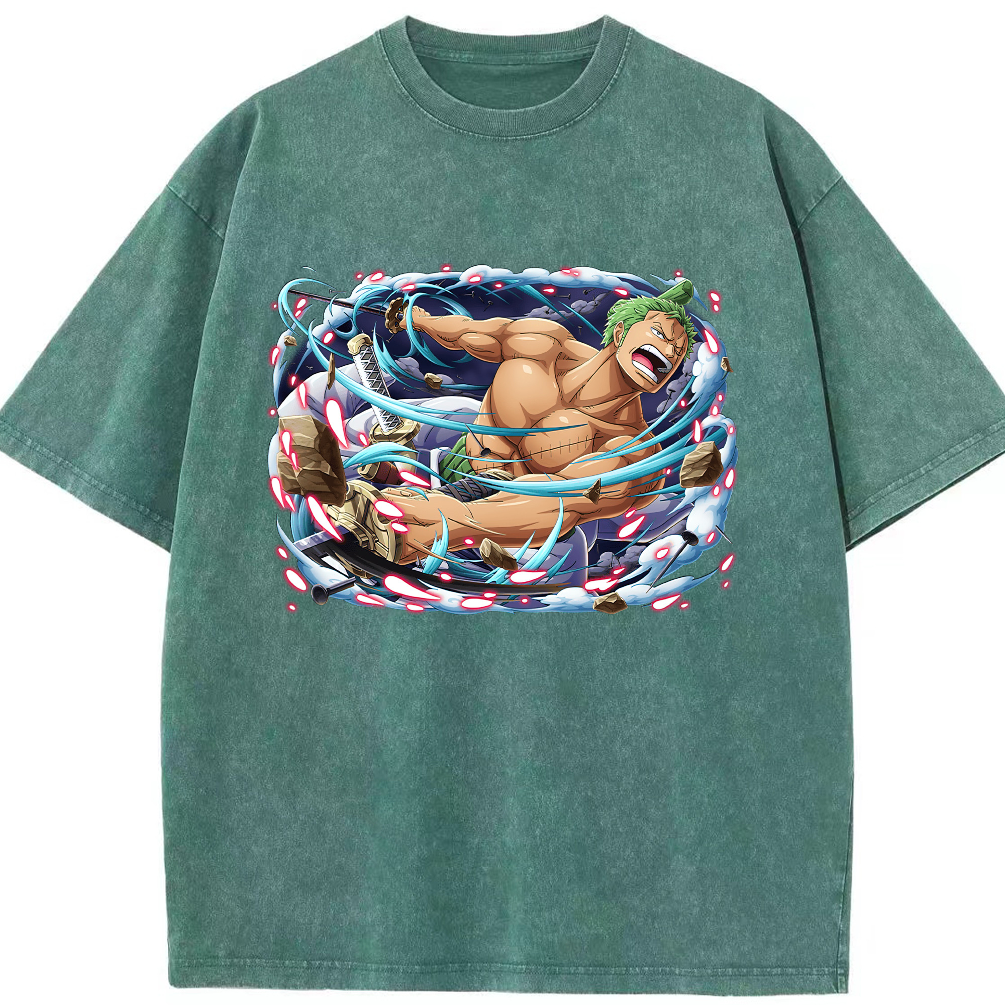 ワンピース ロロノア・ゾロ ONE PIECE Roronoa Zoro 綿100% ヴィンテージ風 半袖Tシャツ（フロントプリント）